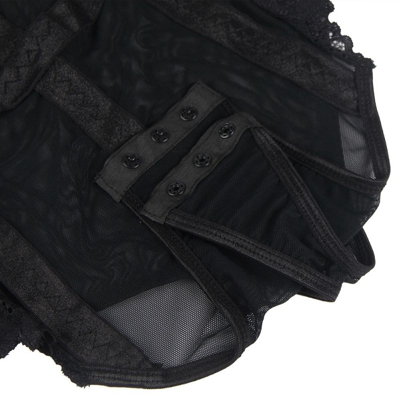 Мереживне боді Star Night з доступом та підтяжками, чорне, XS-S вид 7