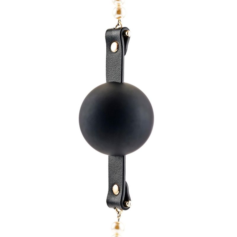 Кляп-кулька Guilty Pleasure Pearl з перлами, чорно-золотий вид 5