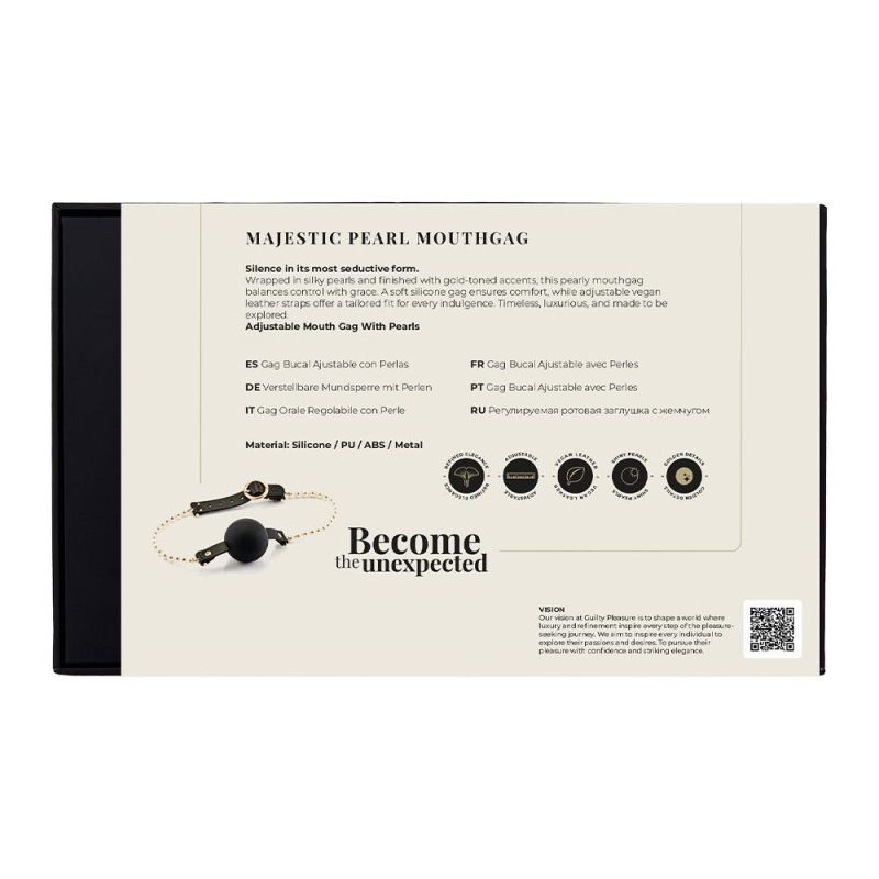 Кляп-кулька Guilty Pleasure Pearl з перлами, чорно-золотий вид 11