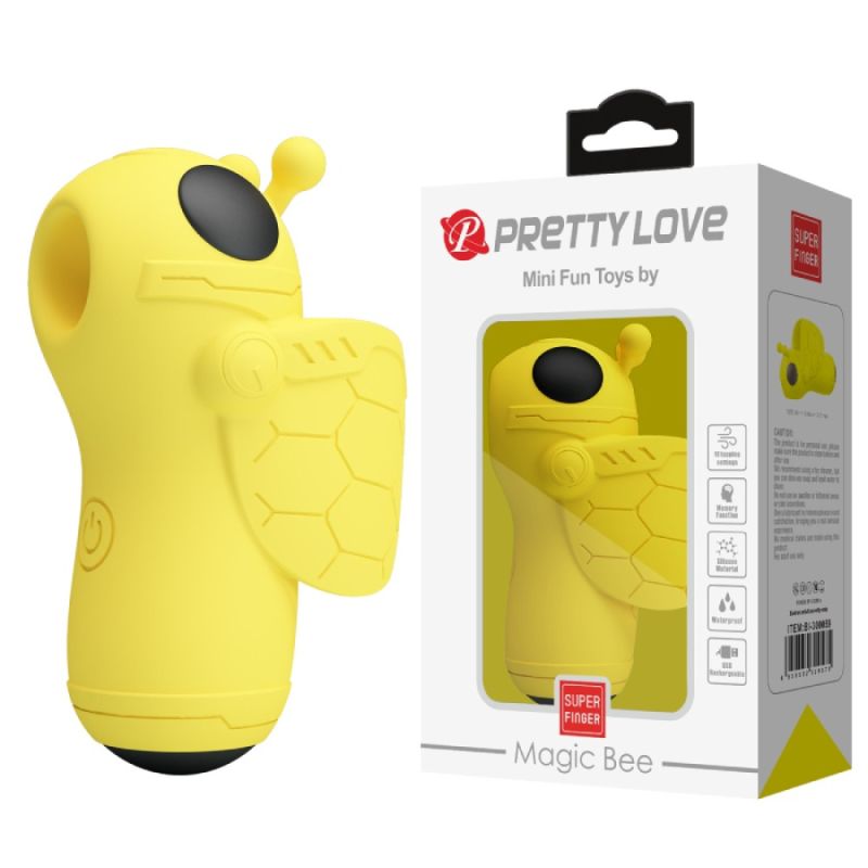 Вібратор на палець Pretty Love Magic Bee з пульсацією для клітора, жовтий, 6,9 × 3 см вид 2