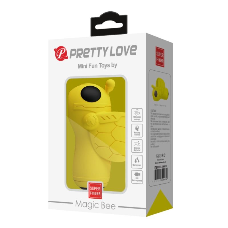 Вібратор на палець Pretty Love Magic Bee з пульсацією для клітора, жовтий, 6,9 × 3 см вид 11