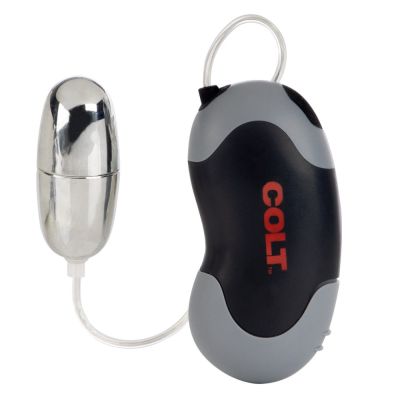 Вібратор-яйце з дротовим пультом COLT Xtreme, сріблястий, 5,7 × 2,5 см