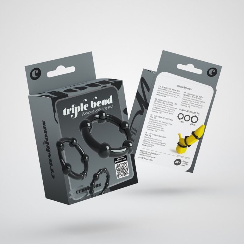 Набір ерекційних кілець Crushious силіконові, чорні, 3 шт (2 см, 2 см, 2,5 см) вид 13