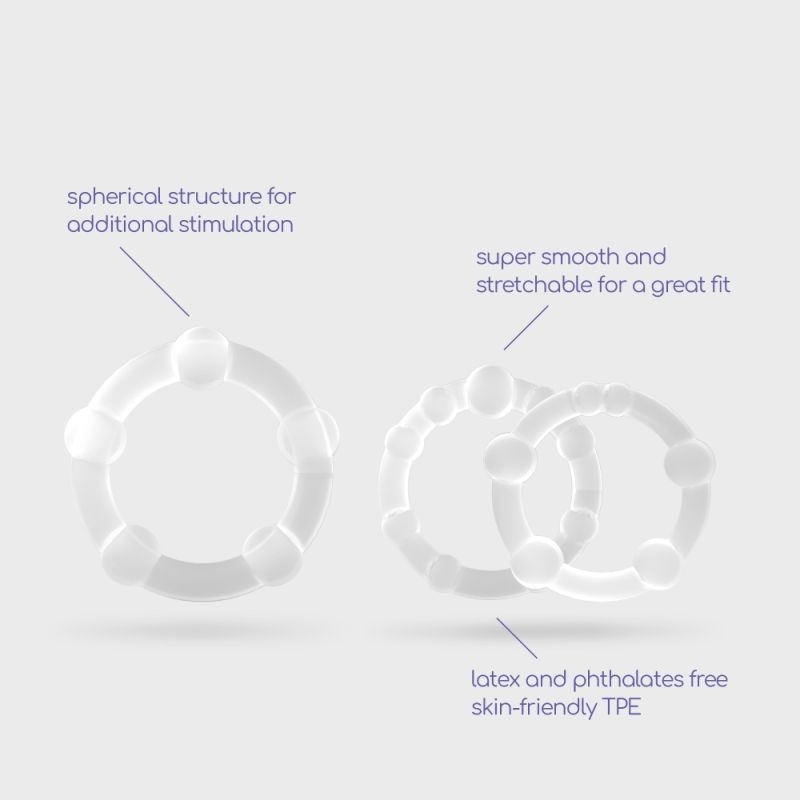 Набір ерекційних кілець Crushious, силіконові, прозорі, 3 шт (2 см, 2 см, 2,5 см) вид 7