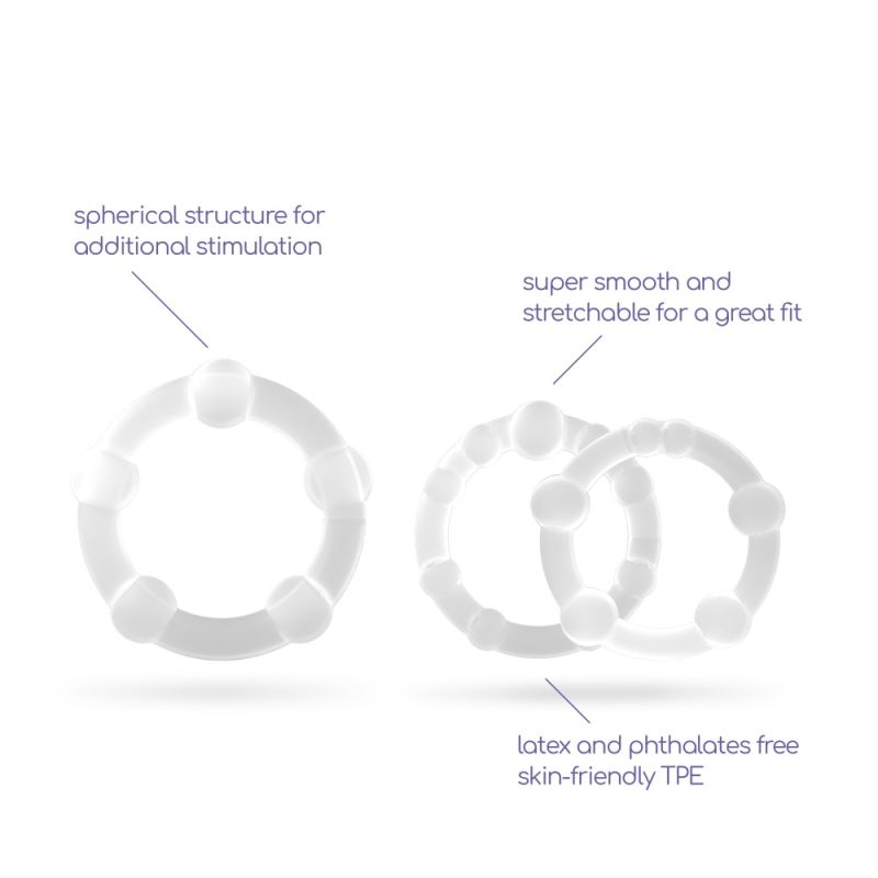 Набір ерекційних кілець Crushious, силіконові, прозорі, 3 шт (2 см, 2 см, 2,5 см) вид 10