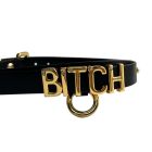 Чокер з написом BITCH від UPKO з італійської шкіри, чорний із золотою фурнітурою, One Size вид 4
