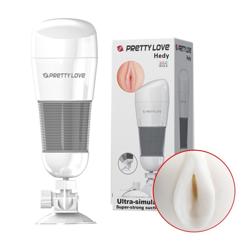 Мастурбатор-вагіна в колбі на присосці, з вібрацією, Pretty Love білий, 20.5 х 8.6 см вид 2