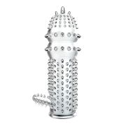 Насадка на член із закритою головкою Baile рельєфна, прозора, 12.8 х 3.5 см