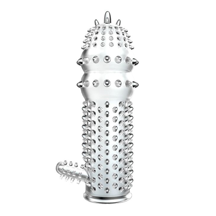 Насадка на член із закритою головкою Baile рельєфна, прозора, 12.8 х 3.5 см вид 2