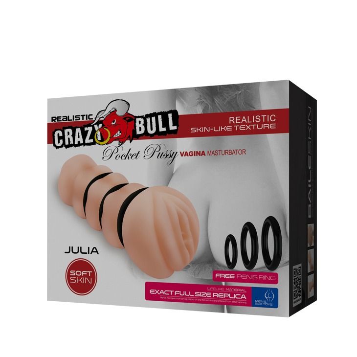 Мастурбатор реалістичний Crazy Bull Pocket Pussy із кібершкіри, 15 см вид 8
