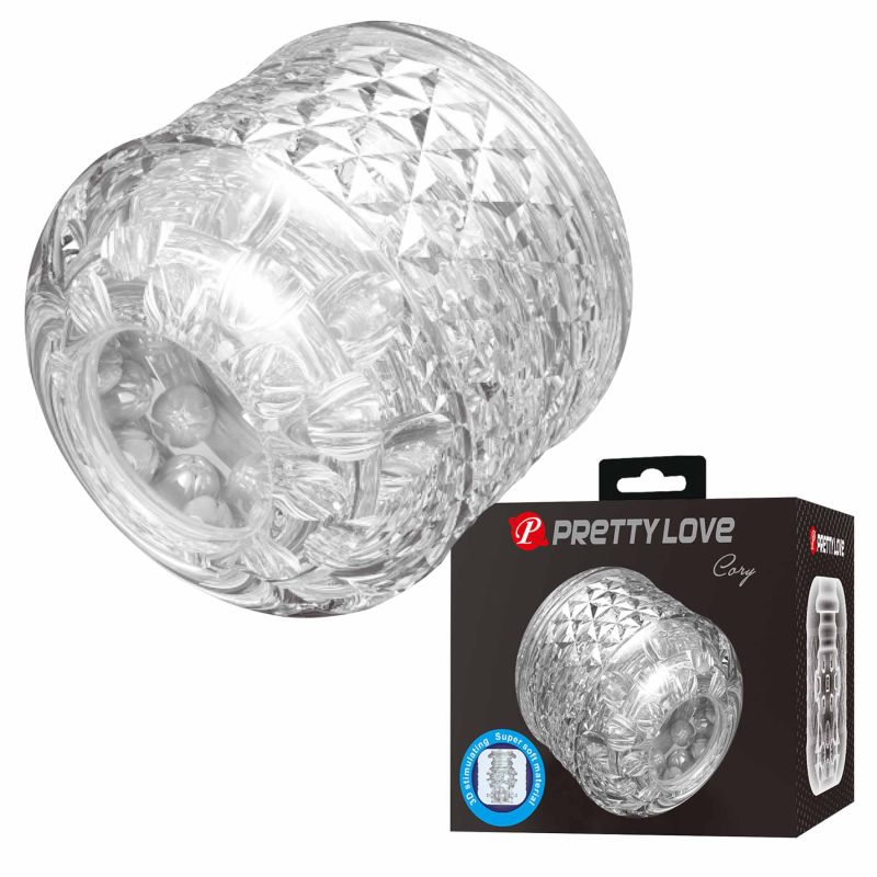 Мастурбатор мини сквозной PRETTY LOVE Cary рельефный, прозрачный вид 2