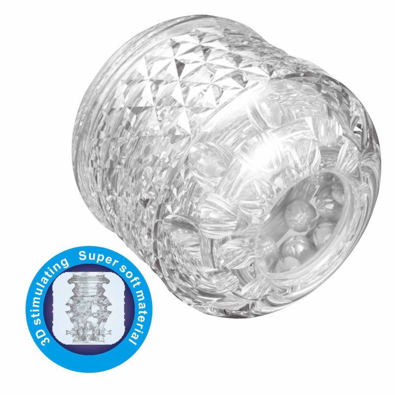 Мастурбатор мини сквозной PRETTY LOVE Cary рельефный, прозрачный вид 3