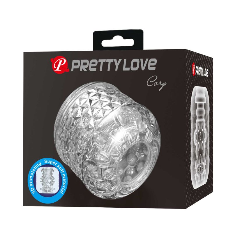 Мастурбатор міні наскрізний PRETTY LOVE Cary рельєфний, прозорий вид 9