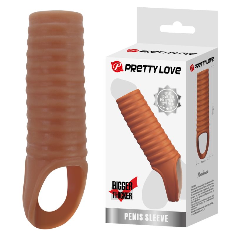 Стимулирующая насадка на пенис PRETTY LOVE Hartman ребристая, 11.2 х 2.4 см вид 2