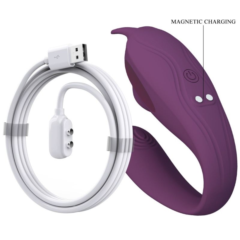 Вібратор для пар із кліторальною стимуляцією PRETTY LOVE Shey з додатком, фіолетовий вид 6