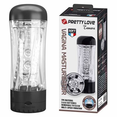 Вібромастурбатор прозорий PRETTY LOVE JAMARA в колбі, прозорий, 19 х 6.5 см