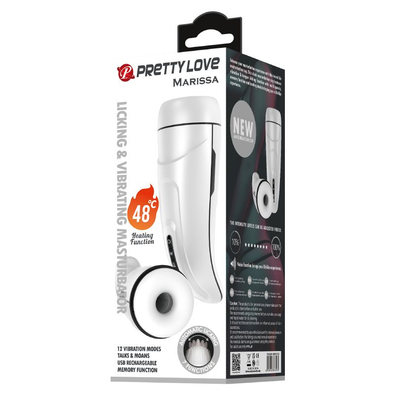 Вібромастурбатор у колбі Pretty Love Marissa з функцією лизання та стогонами, білий, 26 см вид 6