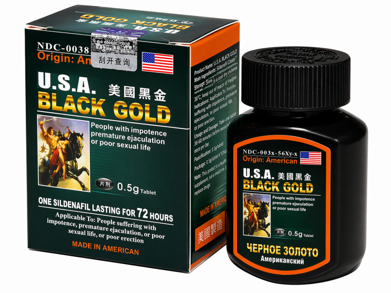 Чоловічі таблетки USA Black Gold для потенції, 10 шт вид 2