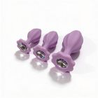 Набір анальних пробок ALUME, S, M, L, лілові з білим каменем, 3 шт вид 4