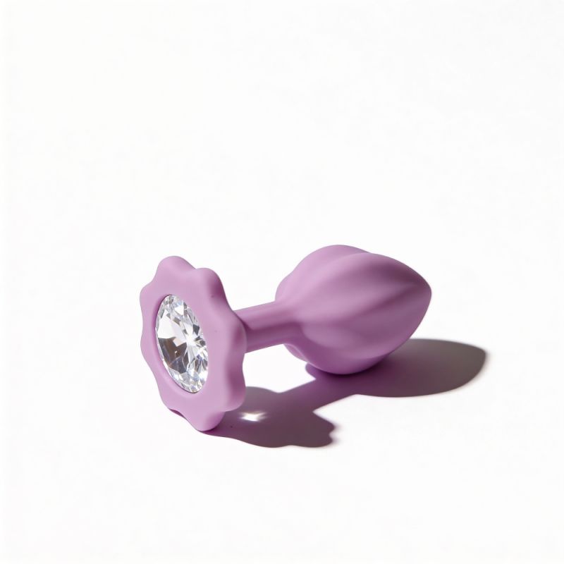 Набір анальних пробок ALUME, S, M, L, лілові з білим каменем, 3 шт вид 9