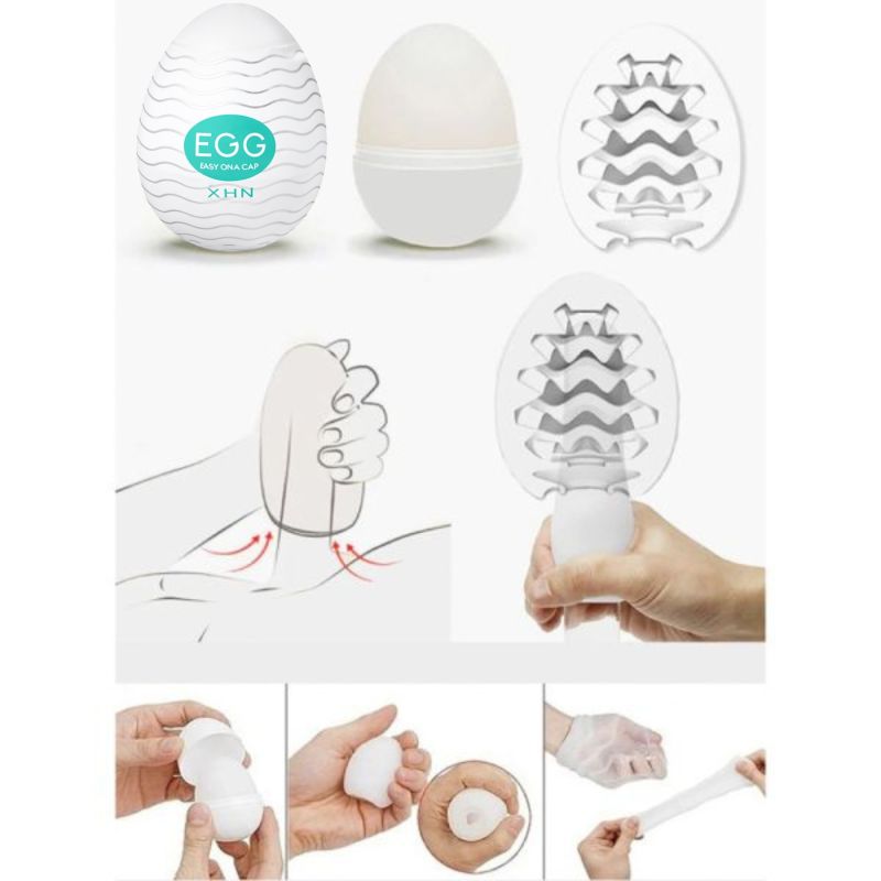 Мастурбатор-яйце з рельєфом XHN Egg Easy Ona-Cap, білий, 52 × 68 мм вид 3