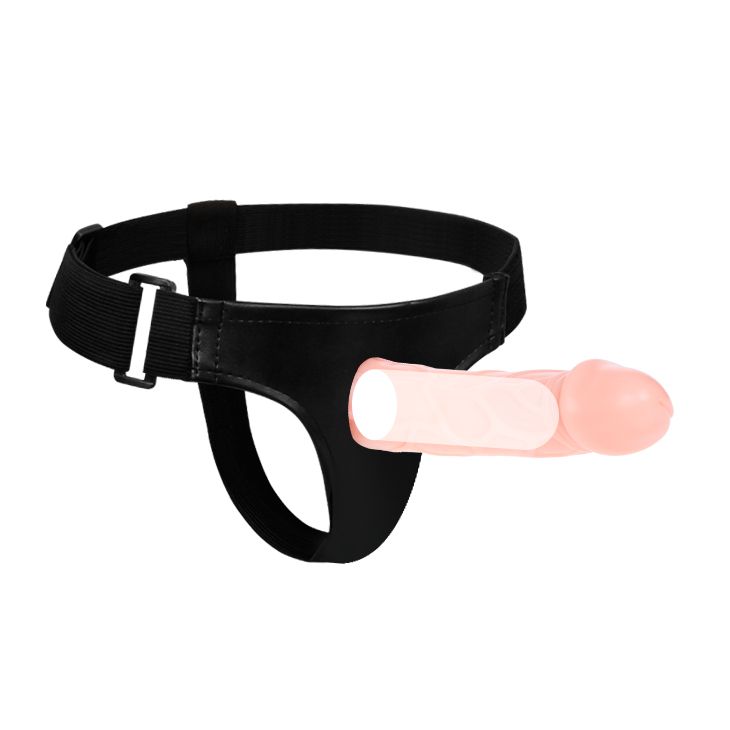 Страпон полый фаллопротез Baile Strap On с креплением на трусиках, беж вид 3
