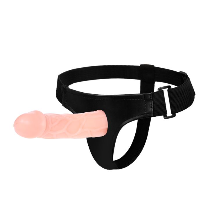 Страпон полый фаллопротез Baile Strap On с креплением на трусиках, беж вид 4