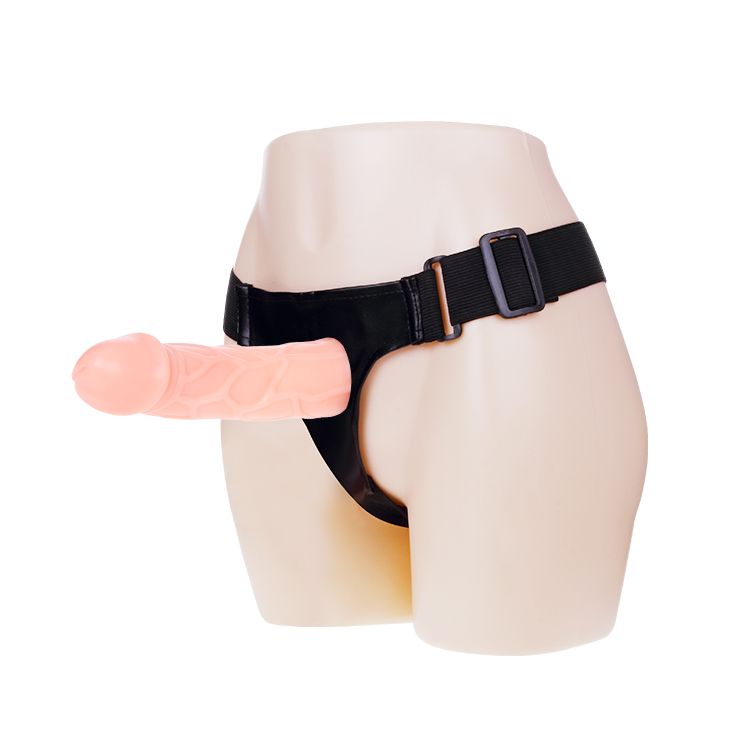 Страпон полый фаллопротез Baile Strap On с креплением на трусиках, беж вид 5