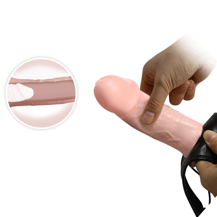 Страпон полый фаллопротез Baile Strap On с креплением на трусиках, беж вид 8