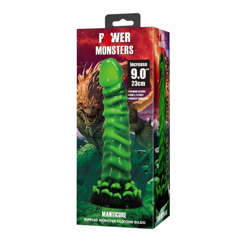 Фалоімітатор силіконовий Power Monsters Manticore на присосці, зелений, 4.5 см х 23 см вид 9
