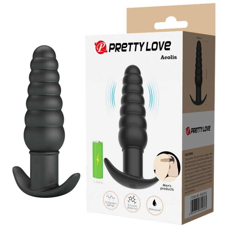 Анальная пробка с вибрацией Pretty Love Aeolis, черная, 11 см х 3 см вид 2