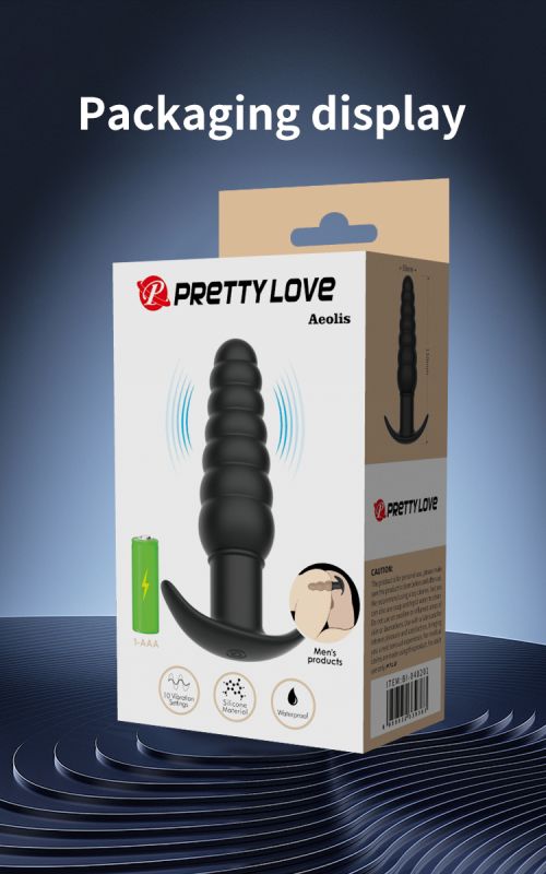 Анальна пробка з вібрацією Pretty Love Aeolis, чорна, 11 см х 3 см вид 11