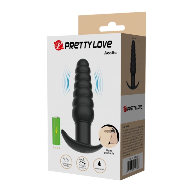 Анальная пробка с вибрацией Pretty Love Aeolis, черная, 11 см х 3 см вид 19