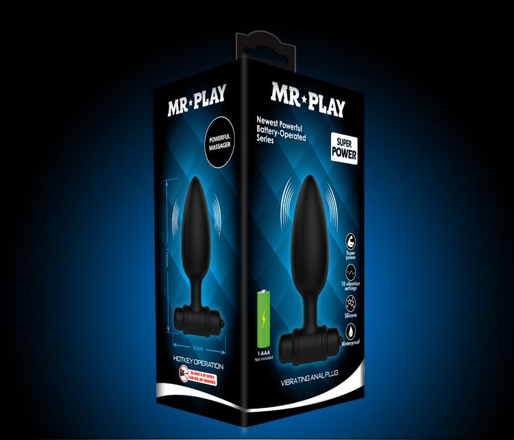 Анальна пробка з вібрацією Pretty Love Mr. Play, чорна, 11.8 см х 3.8 см вид 22