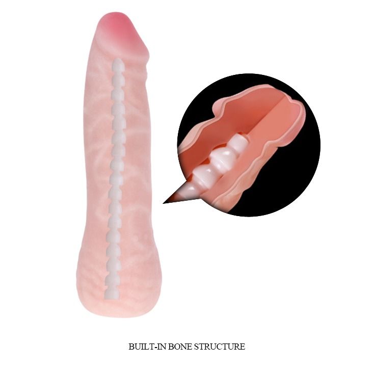 Фалоімітатор з хребтом Super Excitement Sextoy, без мошонки, бежевий, 16 см вид 4