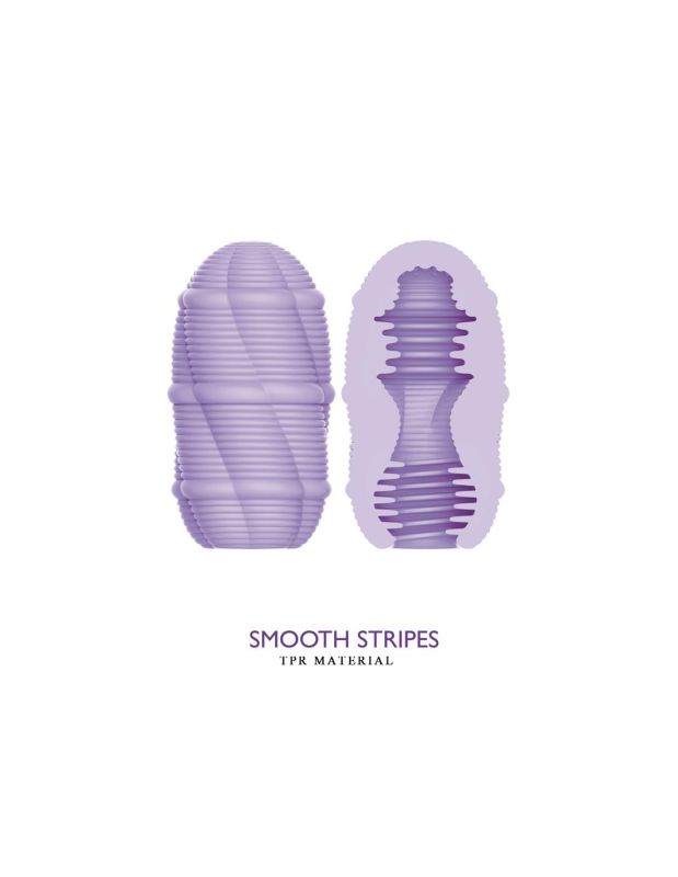 Мастурбатор міні з ребристим рельєфом Pretty Love Smooth Stripes Cupid X Egg, фіолетовий вид 4