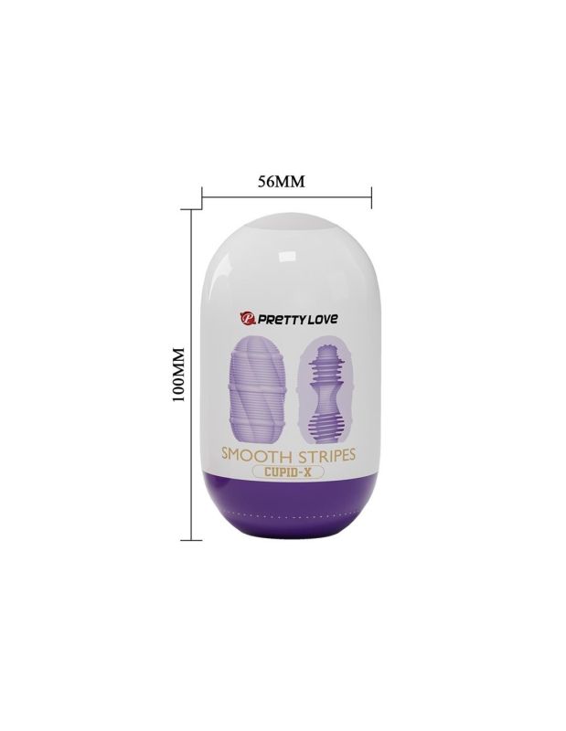 Мастурбатор міні з ребристим рельєфом Pretty Love Smooth Stripes Cupid X Egg, фіолетовий вид 5