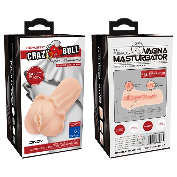 Мастурбатор вагіна реалістичний Crazy Bull бежевий, 15 х 8 см вид 9