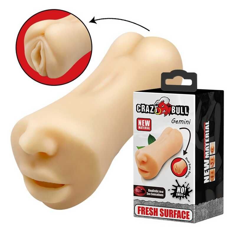 Двосторонній реалістичний мастурботор, вагіна-ротик, тілесного кольору вид 5