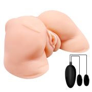 Мастурбатор вагіна і анус Crazy Bull Julie з вібрацією і пультом, бежевий, 28 см