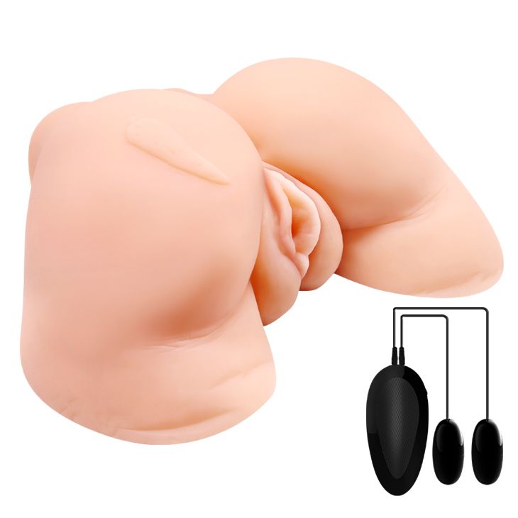 Мастурбатор вагина и анус Crazy Bull Julie с вибрацией и пультом, бежевый, 28 см вид 2