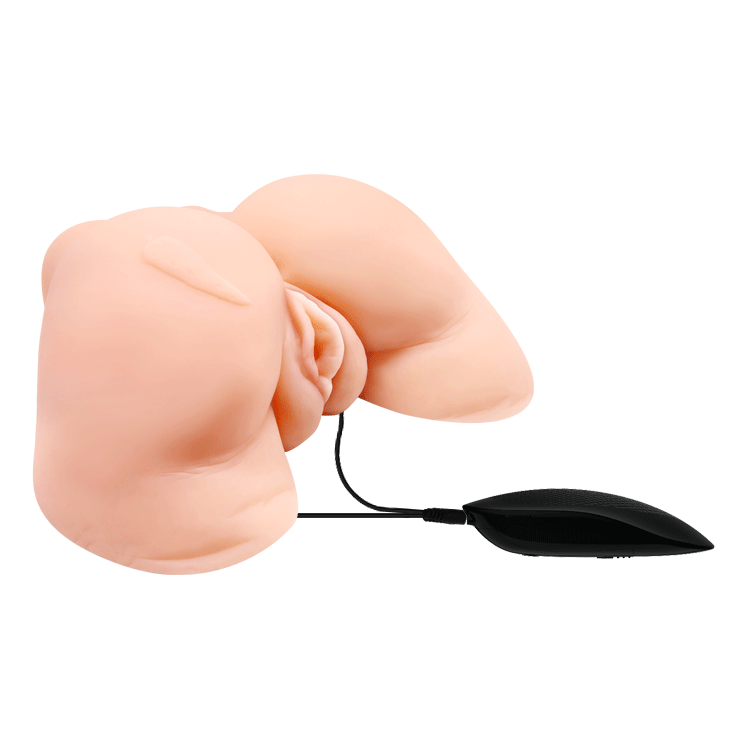 Мастурбатор вагіна і анус Crazy Bull Julie з вібрацією і пультом, бежевий, 28 см вид 10