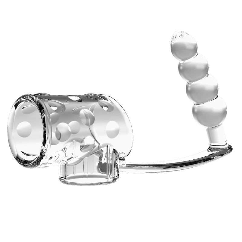 Насадка на член з анальною ялинкою PRETTY LOVE Penis Sleeve Rilley 4 кульки 2-2.6 см, прозора вид 3