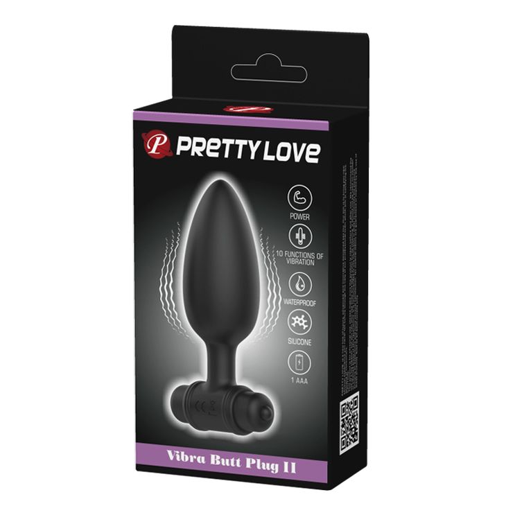 Анальный вибратор пробка PRETTY LOVE черный, 11.8 х 3.8 см вид 11