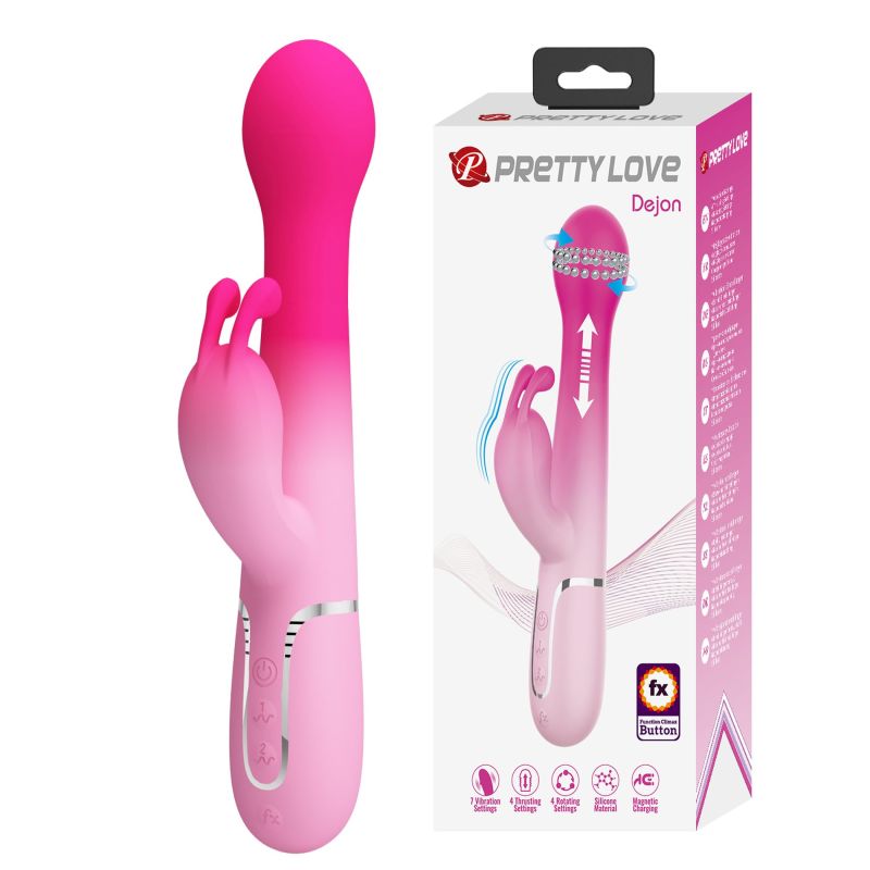 Вібратор-кролик 3 в 1 PRETTY LOVE Dejon вібро, ротація та фрикції, рожевий вид 2