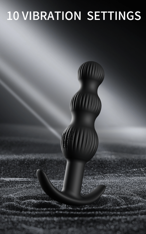 Анальна пробка з вібро PRETTY LOVE Sidney, чорна, 10.9 х 2.1-2.8 см вид 13