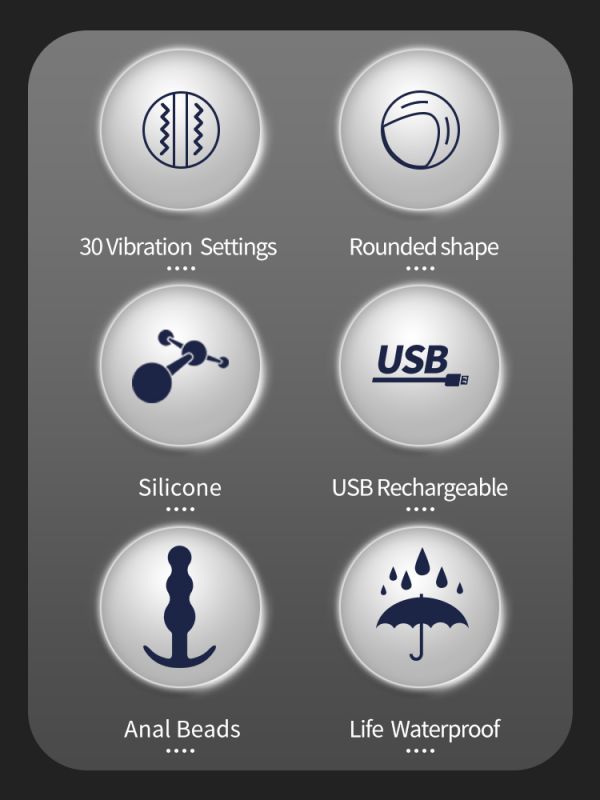 Анальна пробка з вібро PRETTY LOVE Sidney, чорна, 10.9 х 2.1-2.8 см вид 14