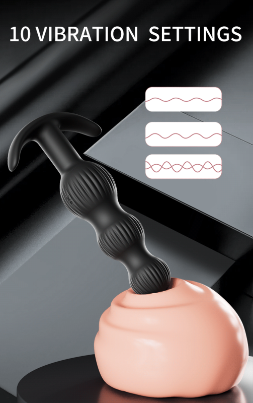 Анальна пробка з вібро PRETTY LOVE Sidney, чорна, 10.9 х 2.1-2.8 см вид 15