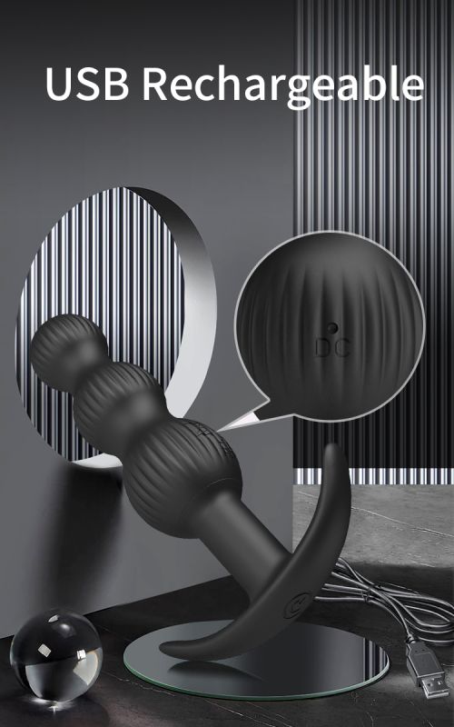 Анальна пробка з вібро PRETTY LOVE Sidney, чорна, 10.9 х 2.1-2.8 см вид 18