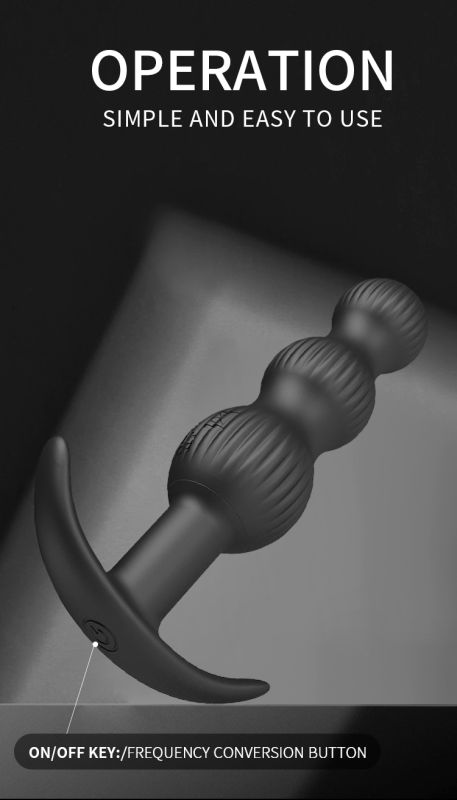 Анальна пробка з вібро PRETTY LOVE Sidney, чорна, 10.9 х 2.1-2.8 см вид 19